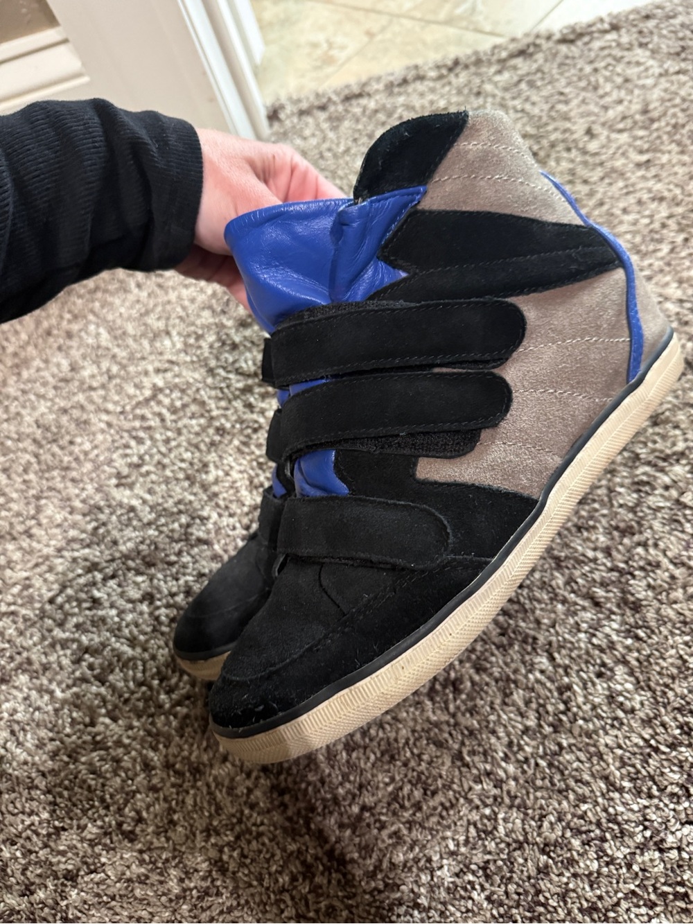 Coach Dreama Wedge Suede Sneaker Sneakers in Black and Blue - Picture 2 of 8